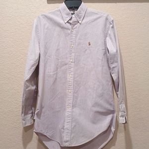 Vintage Ralph Lauren Yarmouth Button up Size 14.5-32 White Purple Long Sleeve